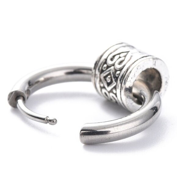 NWOT- Stainless steel hoop earrings Wear Two ways With tube Charm or Not - Picture 1 of 2